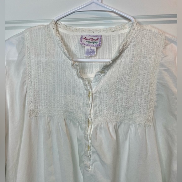 Vintage APRIL CORNELL Womens Nightgown Small White Smocked Retro Cottage - Picture 4 of 9
